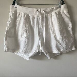 Calvin Klein 100% Linen White Drawstring Elastic Waist Shorts Size XXL